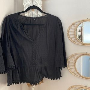 Madewell clipdot boho tassel blouse